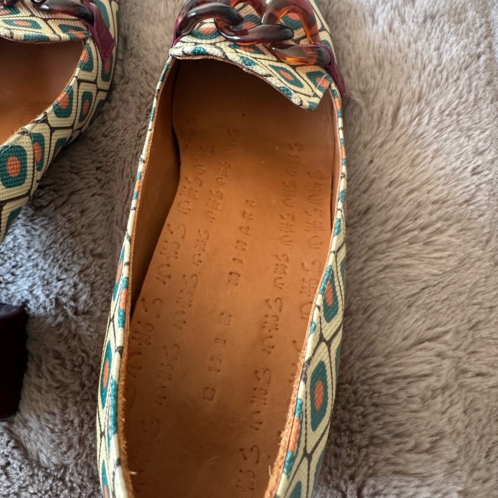 Chie Mihara Geometric Patterned Heels - Green and Red - Picture 6 of 11
